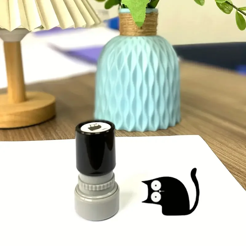 Cute Black Cat Cartoon Stamps