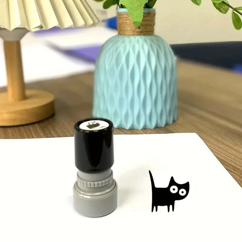Cute Black Cat Cartoon Stamps
