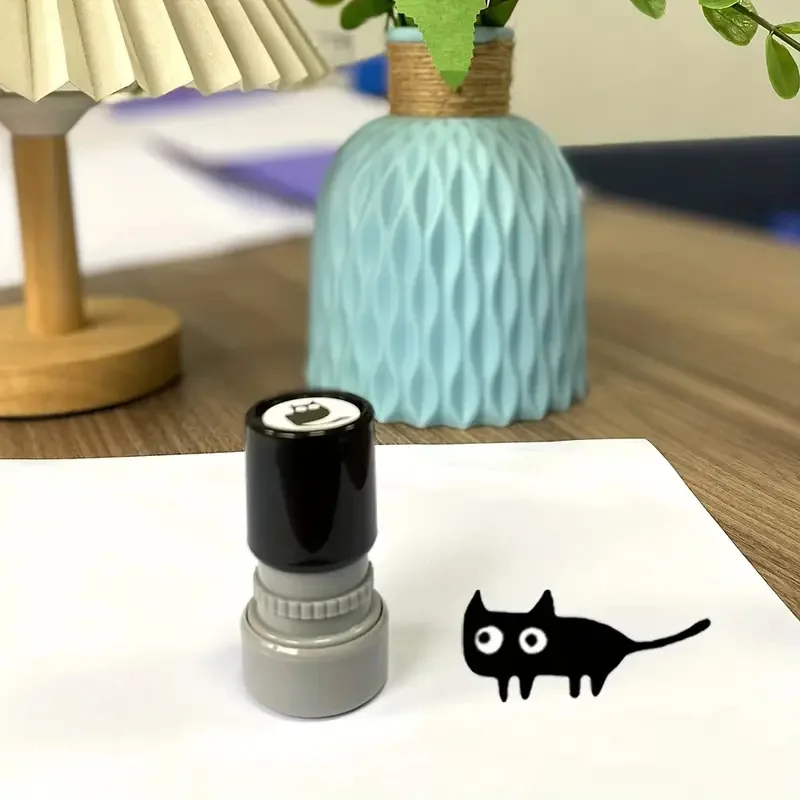 Cute Black Cat Cartoon Stamps