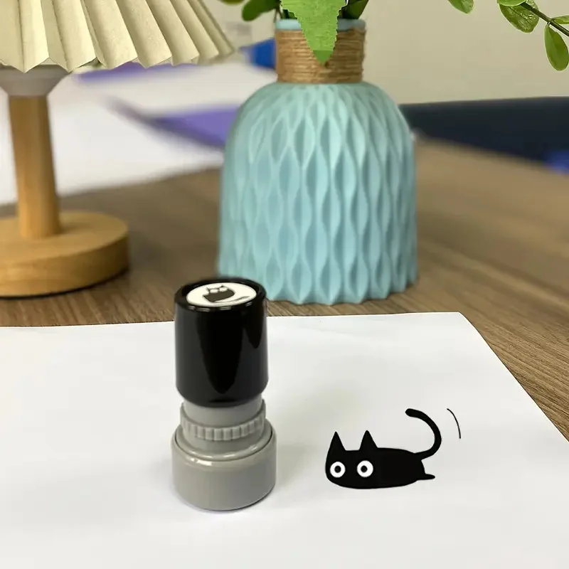 Cute Black Cat Cartoon Stamps